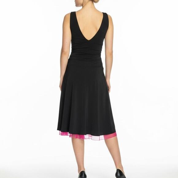 Y2K Windsor Fit & Flare Dress | Black & Pink | Ruched | Peekaboo Crinoline | S - Picture 2 of 11